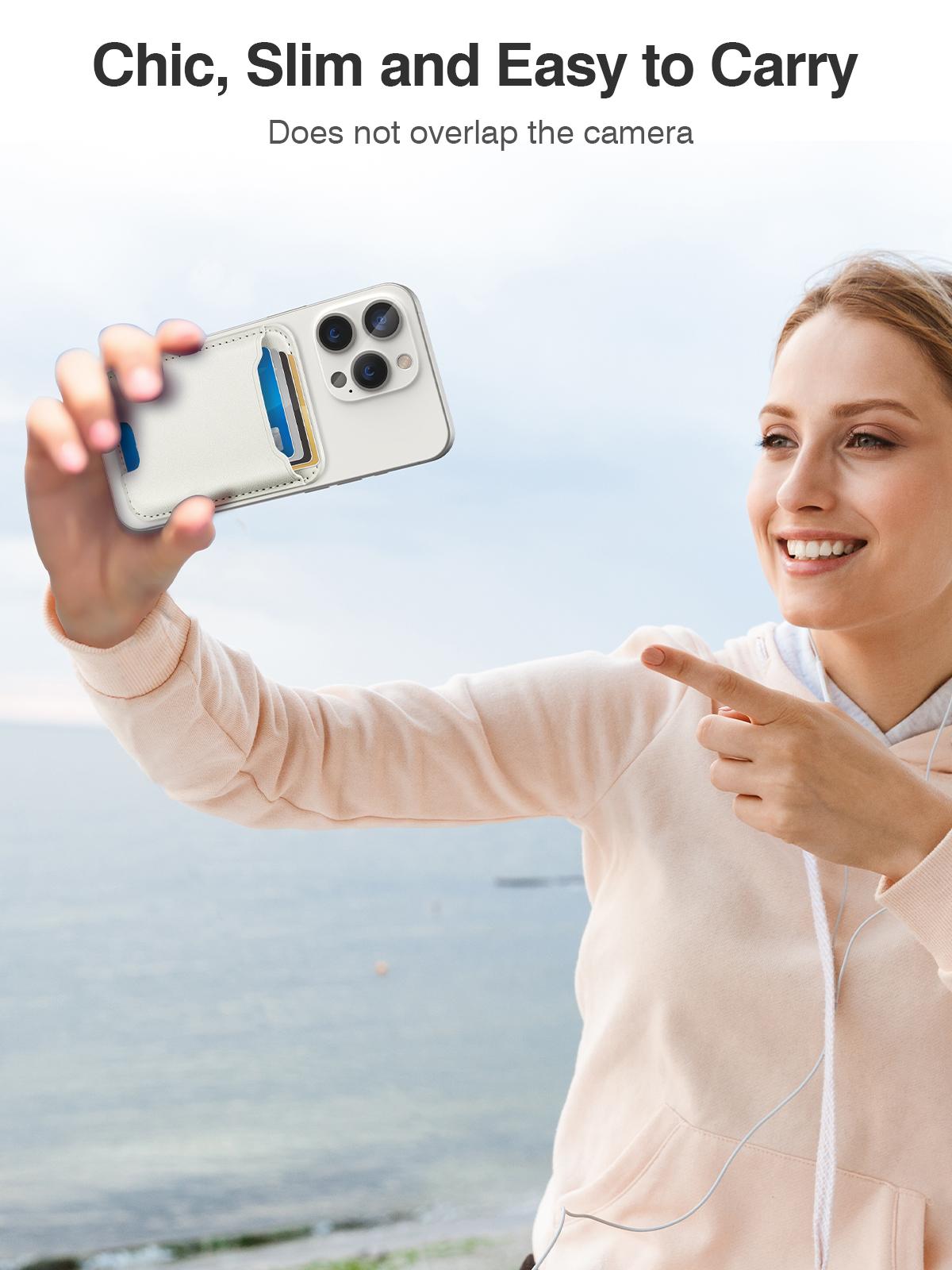 Magsafe Wallet Card Holder for iPhone 16/16 Pro, Phone 16/15/14/13/12 Series, RFID Blocking, Fit 4 Cards, Blue, Portable Cellphone Cooler