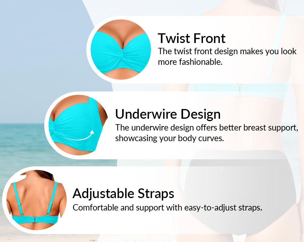 Yonique Women Underwire Bikini Top - Push Up Bathing Suit Top Padded Bra Swimsuit Top