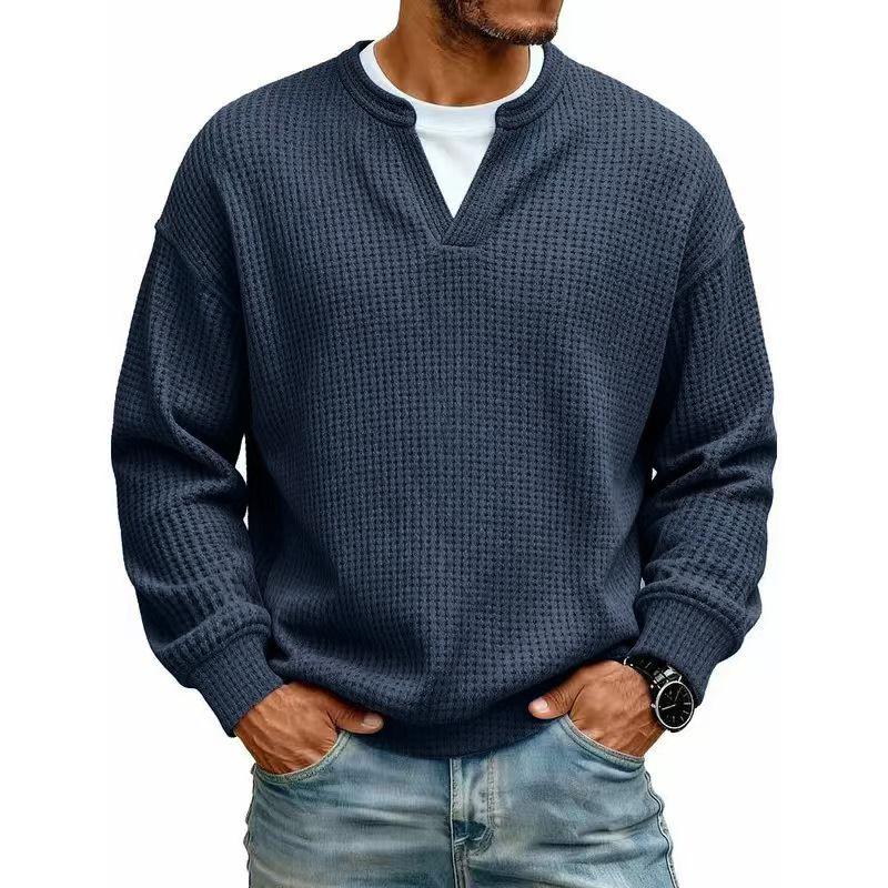 Men's cotton waffle-knit shirt styling