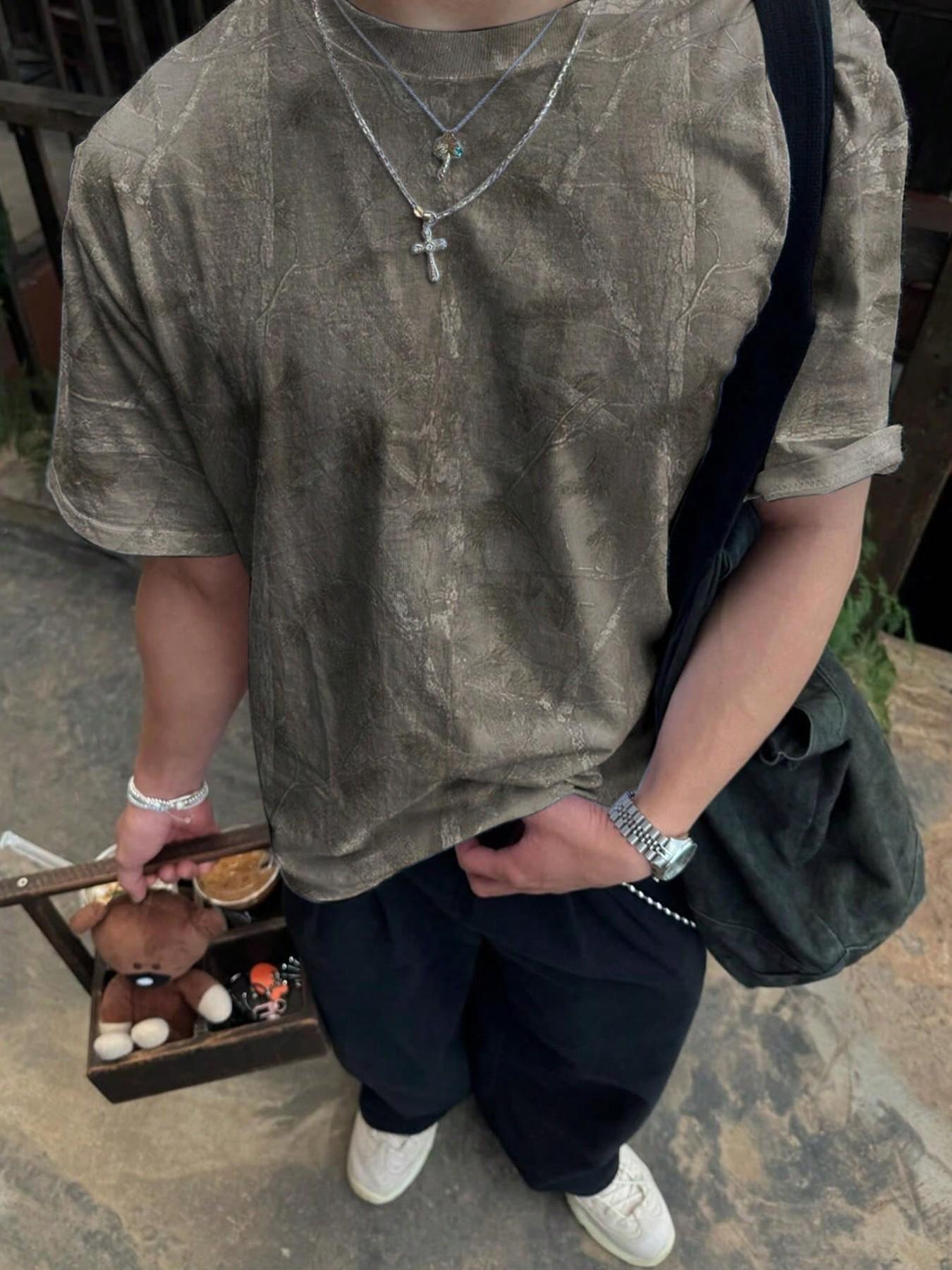 Unisex's Regular Fit All Over Print Short Sleeve Tee, Casual Streetwear Fashion T-shirt for Summer, Unisex Top for Daily Wear, Man