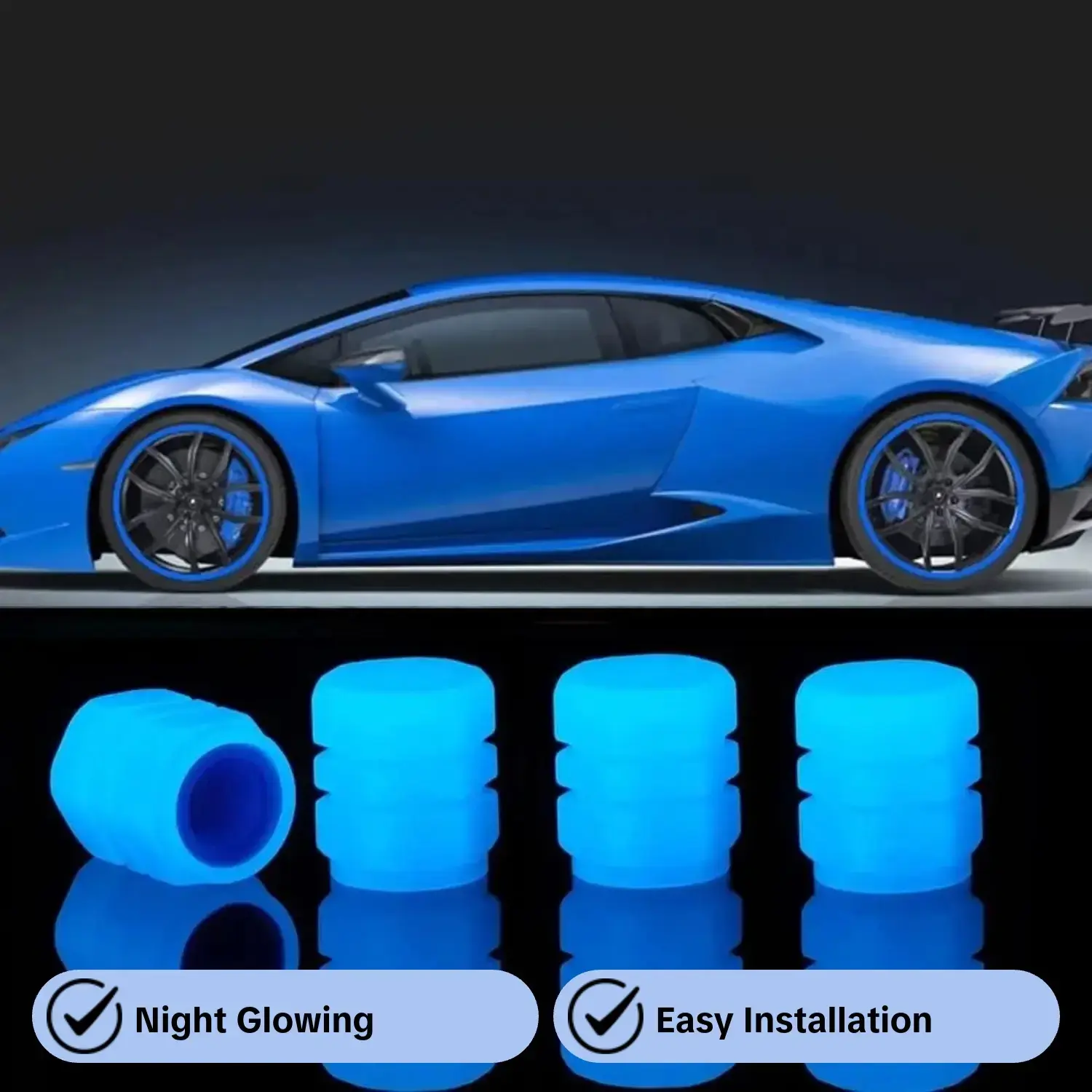 8pcs Luminous Valve Caps, Fluorescent Night Glowing Car Motorcycle Bicycle Bike Wheel Tyre HUB Cap Decorations, Tire Caps, Cycling Accessories