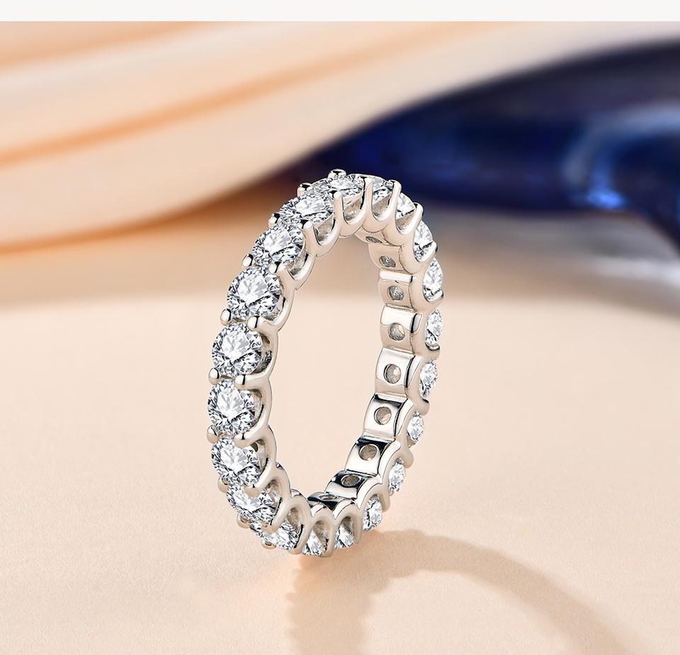 Round Cut 3.5mm Etenity Synthetic Moissanite Ring Band D Color VVS1 Engagement Wedding Bands For Women Birthday Gift R053 SpringStatements