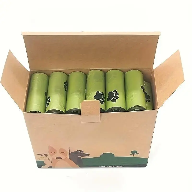 Dog Waste Bag with Paw Print Design, 14 Rolls Leak-proof Poop Bag, Durable Plastic Poop Bags for Pet Cleanup & Outdoor Use, Stretchable Litter Scooper