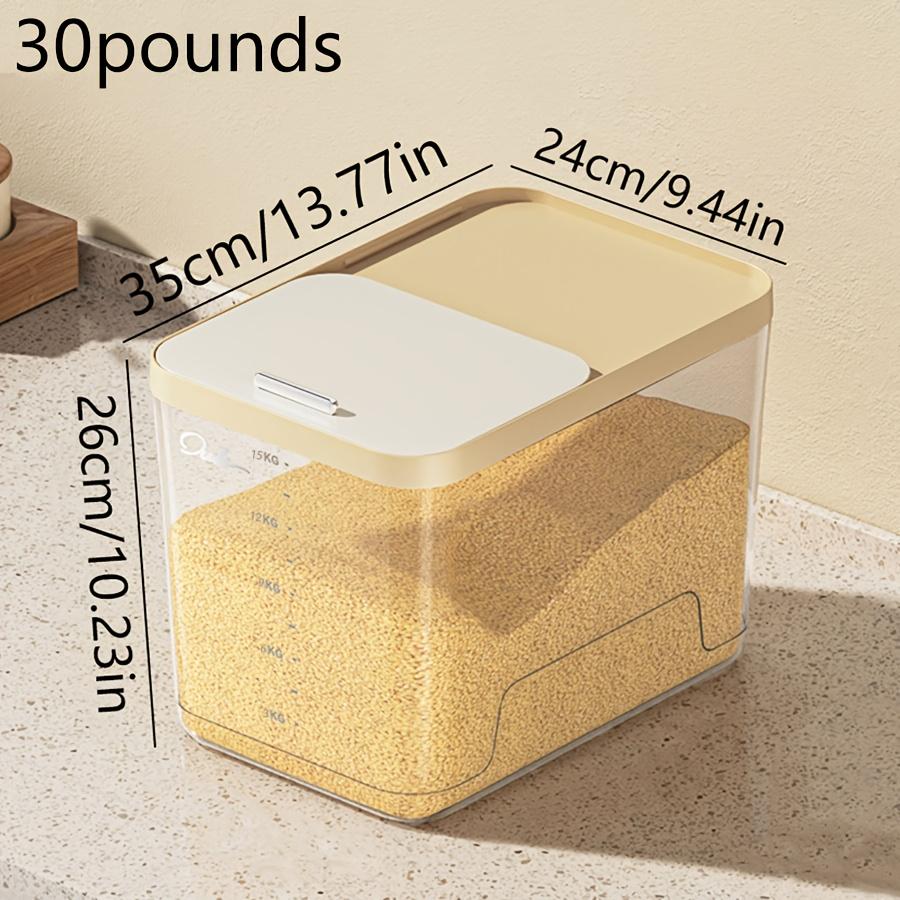 Airtight Cereal Container, 5kg Clear Rice Storage Bin with Scale Markings for Kitchen Countertop & Pantry