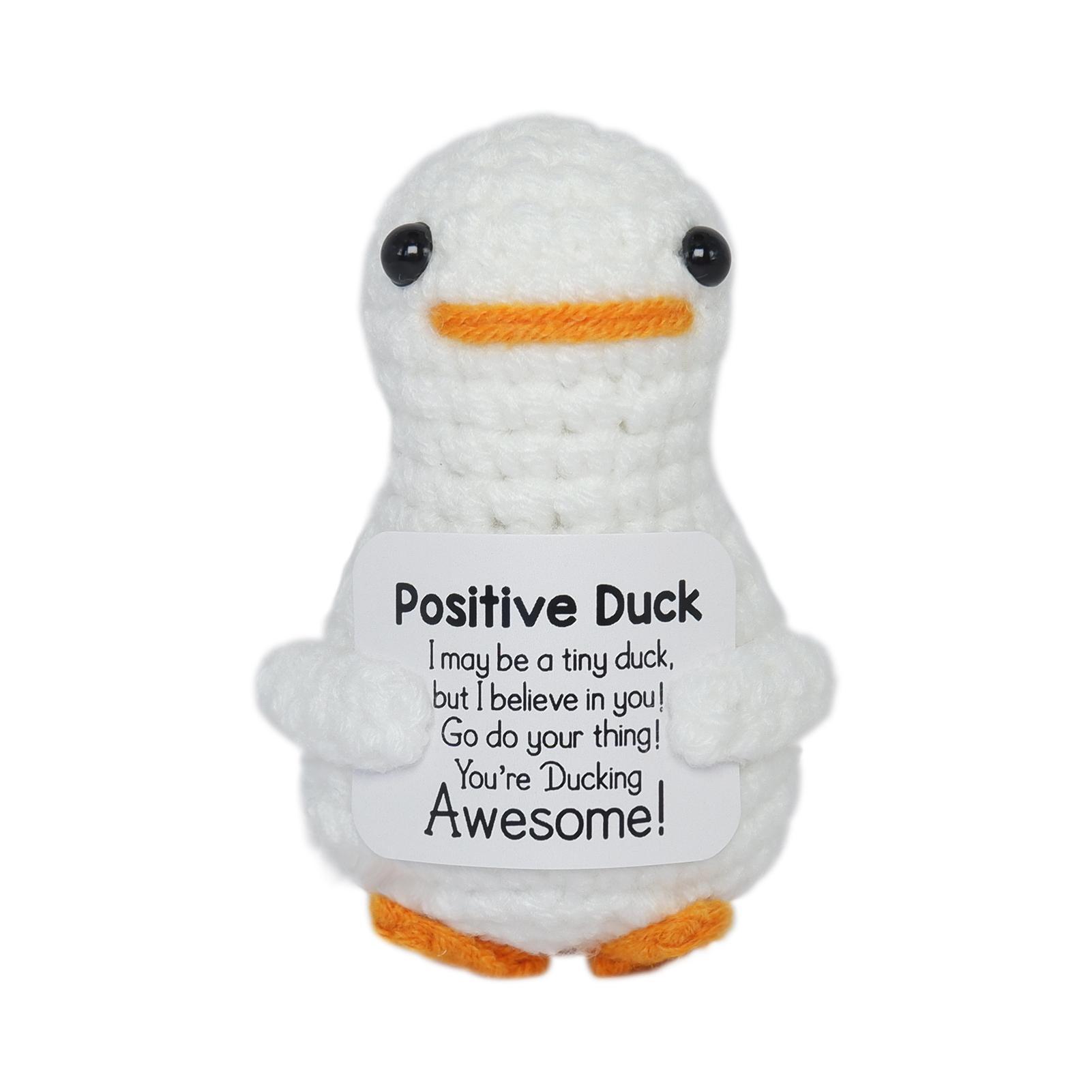Cute Knitted Duck with Positive Card, Handmade Emotional Support Crochet Doll for Gift, DIY Knitting Supplies for Home Office Decor, Stuffed Animals, Cute Girly Gifts, Toy Plushies, Handmade Crochet Figure Cute Knitted Duck with Positive Card, Handmade Emotional Support Crochet Doll for Gift, DIY Knitting Supplies for Home Office Decor, Stuffed Animals, Cute Girly Gifts, Toy Plushies, Handmade Crochet Figure