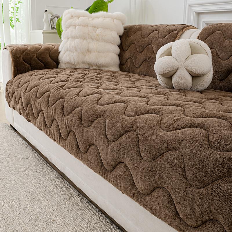 1pc Fluffy Couch Cushion, Pet-Friendly for All Seasons, Full Armrest Cover for Home Protection, Slip-Resistant and Machine Washable, Suitable for Single, Double, Triple, and Other Combination Sofas