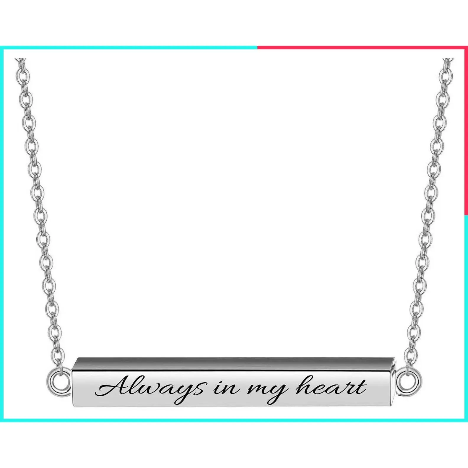 Stainless Steel Horizontal Bar Cremation Urn Necklace for Ashes, Memorial Keepsake Jewelry Pendant for Women