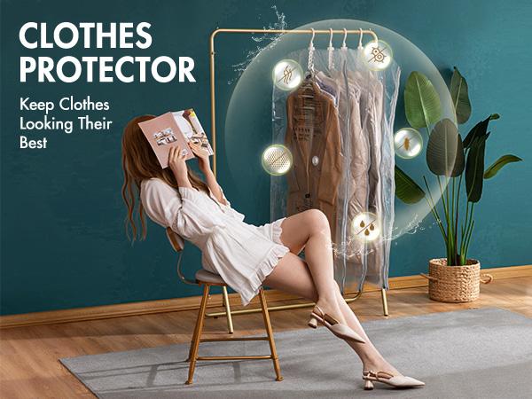 TAILI Hanging Vacuum Storage Bags Space Saver Bags, Set of 4 (2 Long, 2 Short), Clear Vacuum Sealer Bags for Clothing, Suits and Jackets, Closet Organizers and Storage Hangable