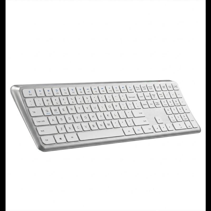 Ergonomic Wireless Keyboard, Dual Mode Full Size, Rechargeable Bluetooth-compatible, Curved Design, Numeric Keypad, Desktop Computer Compatible, Ergonomic Keyboards