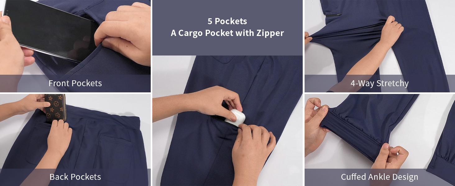 Yoga Scrub Stain Resistant Pant for Women 5 Pockets - Petite Tall Regular Jogger Scrubs, Comfort Stretch Yoga Scrub Stain Resistant Pant for Women 5 Pockets - Petite Tall Regular Jogger Scrubs, Comfort Stretch