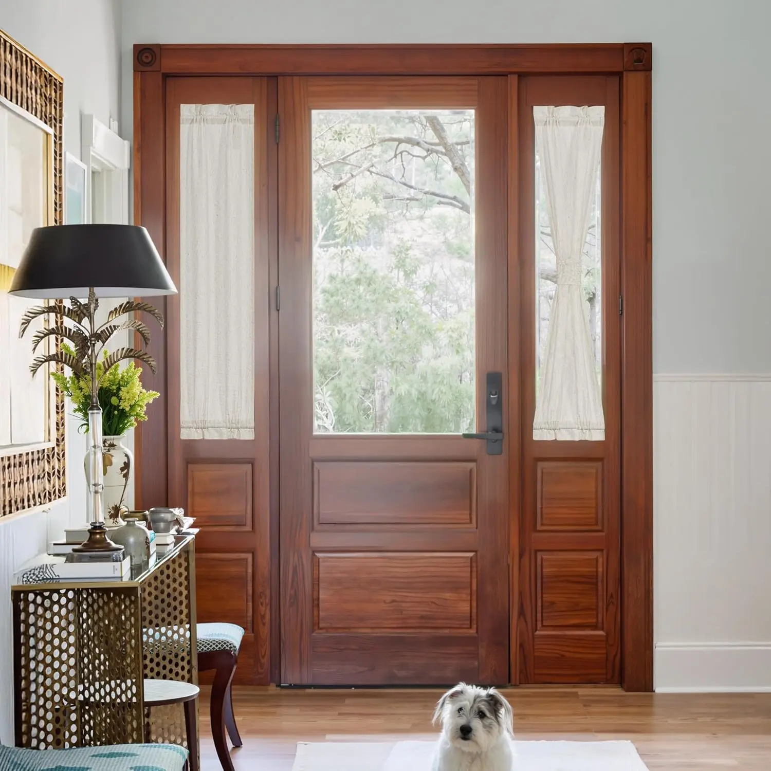 NICETOWN 1 Panel Linen Sidelight Curtains for Front Door, Light Filtering Easy Install Window Treatment for Patio/Glass