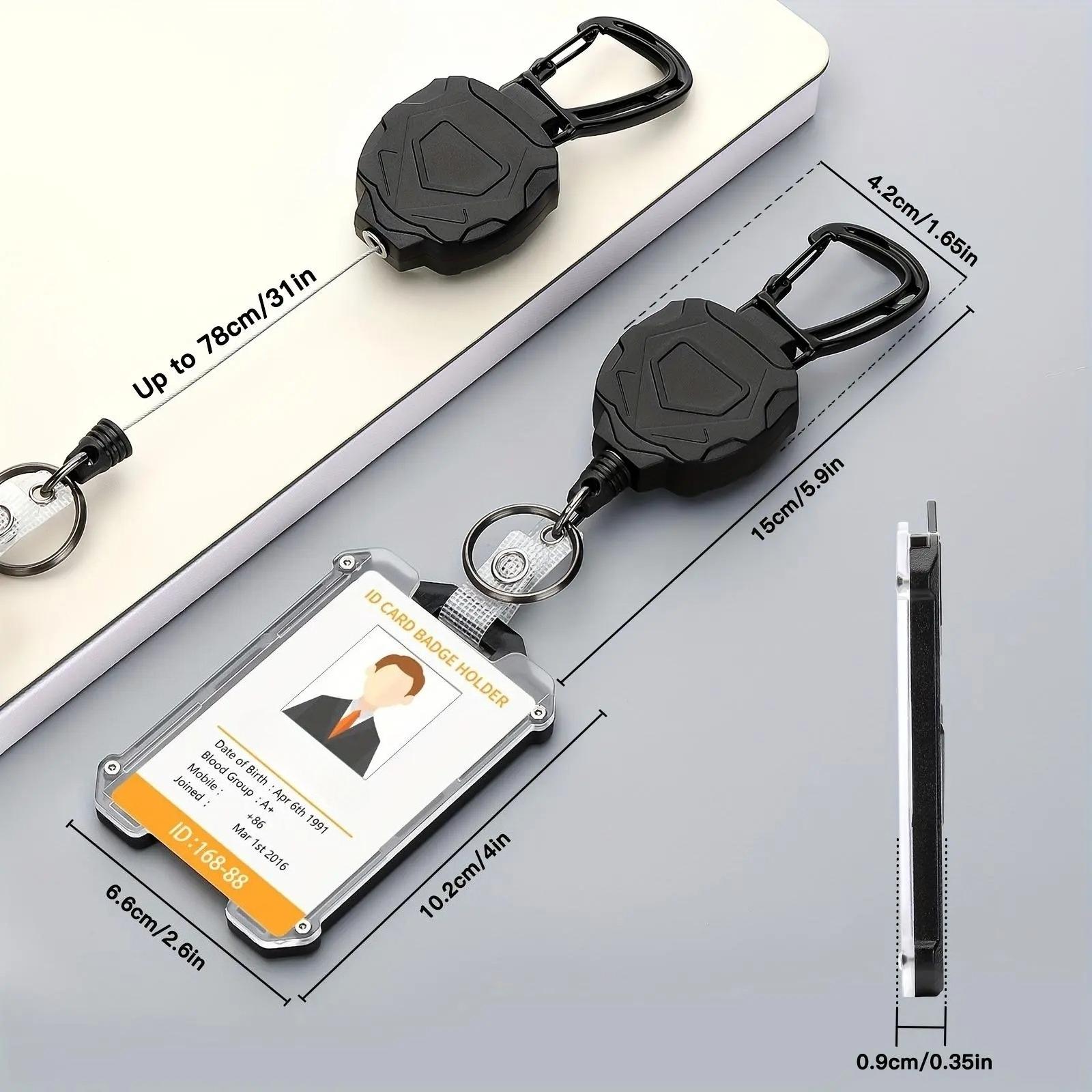 Retractable Heavy-Duty Badge Reel,Portable Hard Plastic ID Holder for Students and Workers, Id Badge Holders Retractable