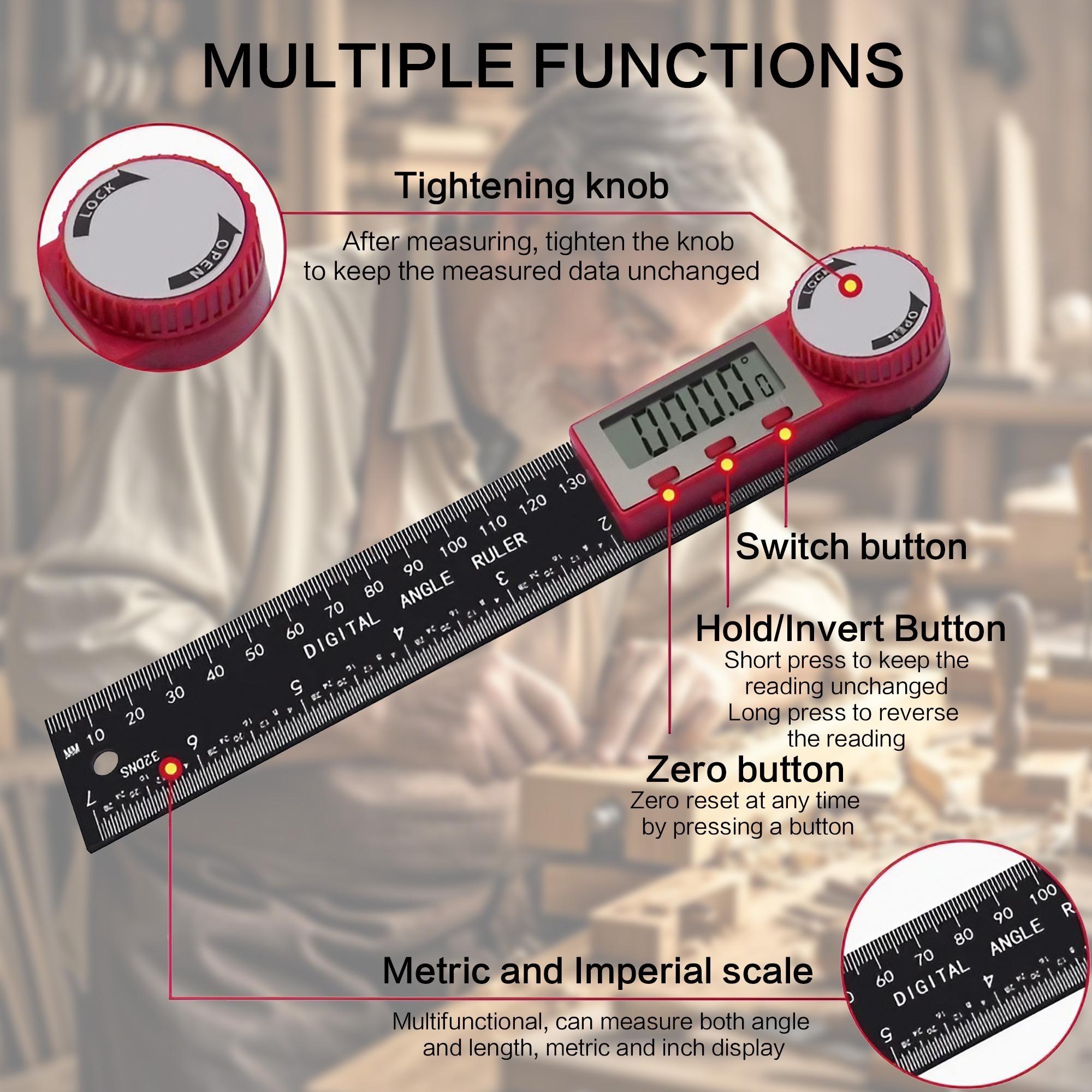 200mm digital angle ruler with dual functions for precise measurement, 360-degree free-rotating goniometer, professional-grade high-precision digital angle ruler, portable multi-function angle measuring tool