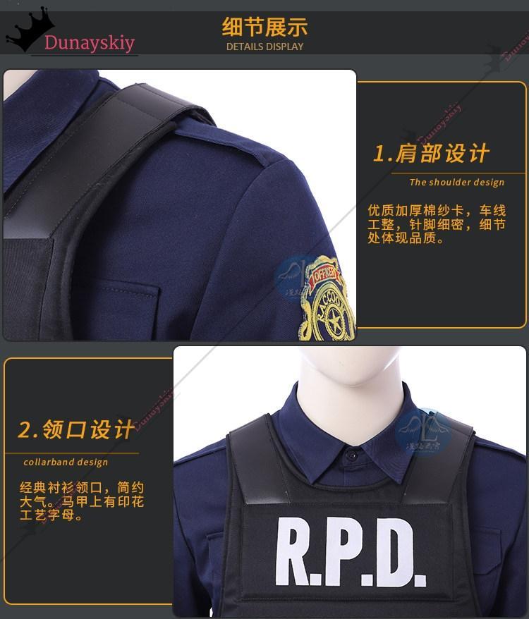 aBc01Cosplay RE2 Leon Costume Games Halloween Costumes Leon Scott Kennedy Costume Vest Coat Tops Pant Adults Disguise Outfit