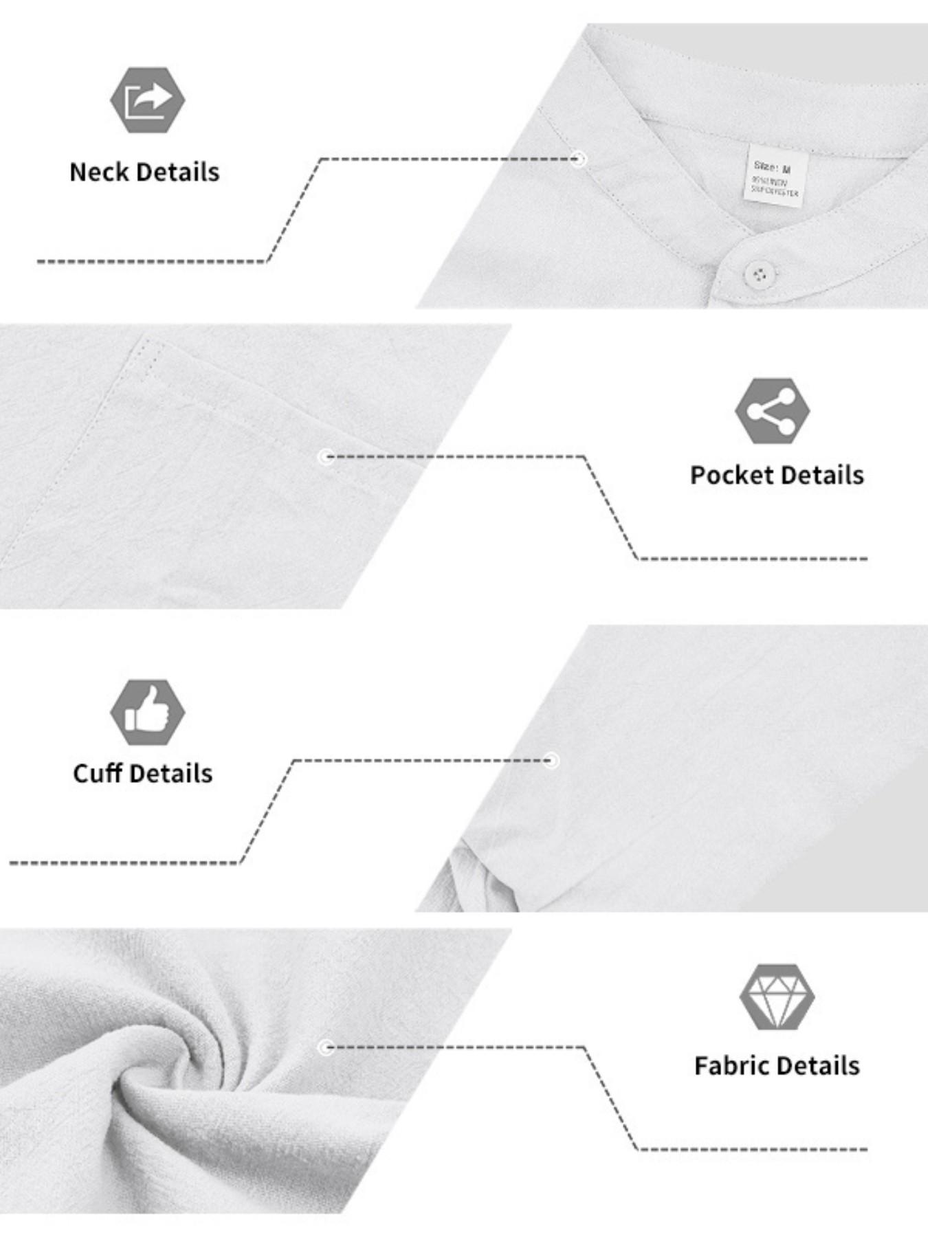 American Summer Linen Casual Men's Hawaiian Shirt, Simple Retro Stand Collar Short Sleeve, Comfortable and Stylish Summer Wear