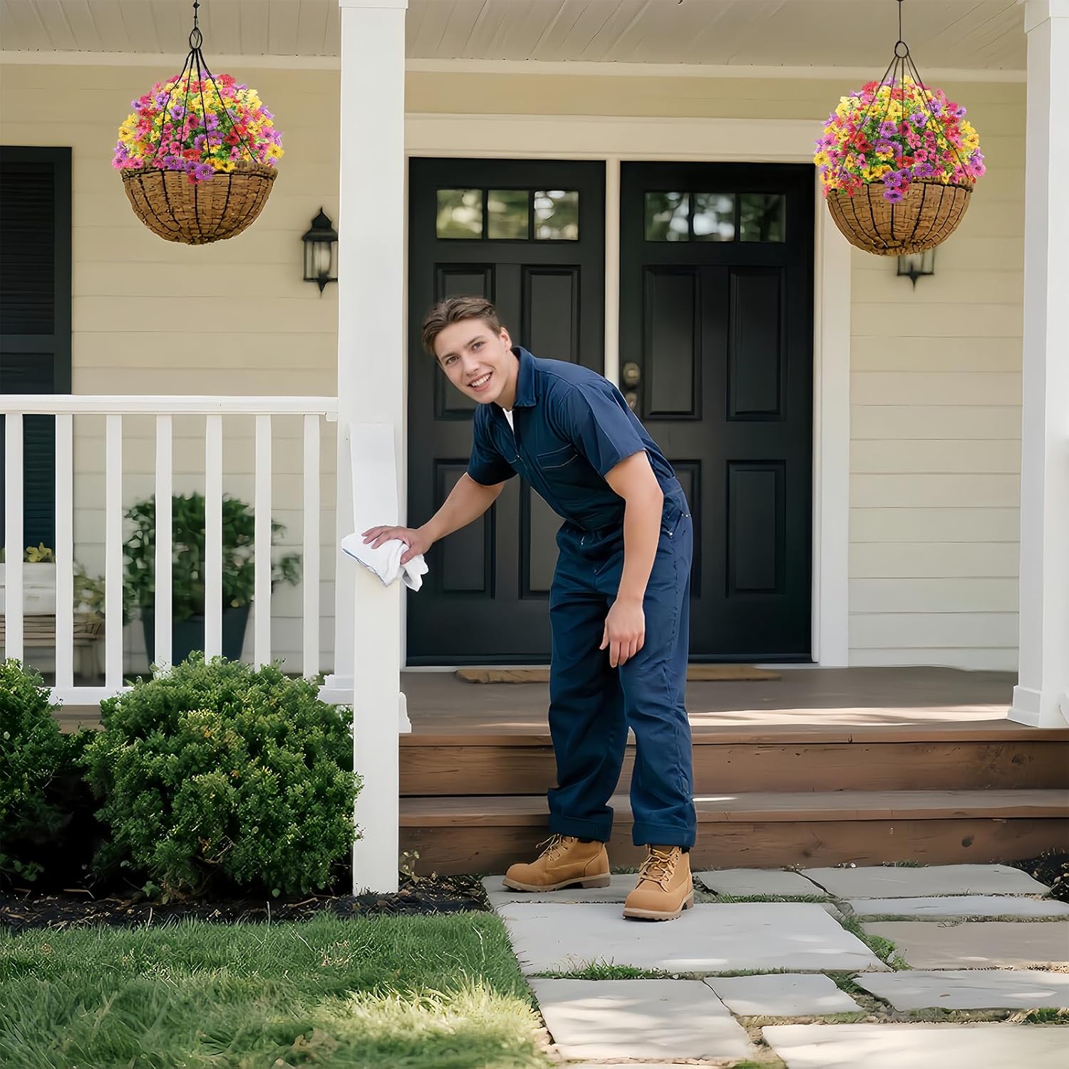 21 Inch Artificial Flower Stake Outdoor Decor - Multi-Color Garden Stakes for Yard & Lawn, No Fade Heavy Duty Plastic, All Season Decoration (Mixed Color)