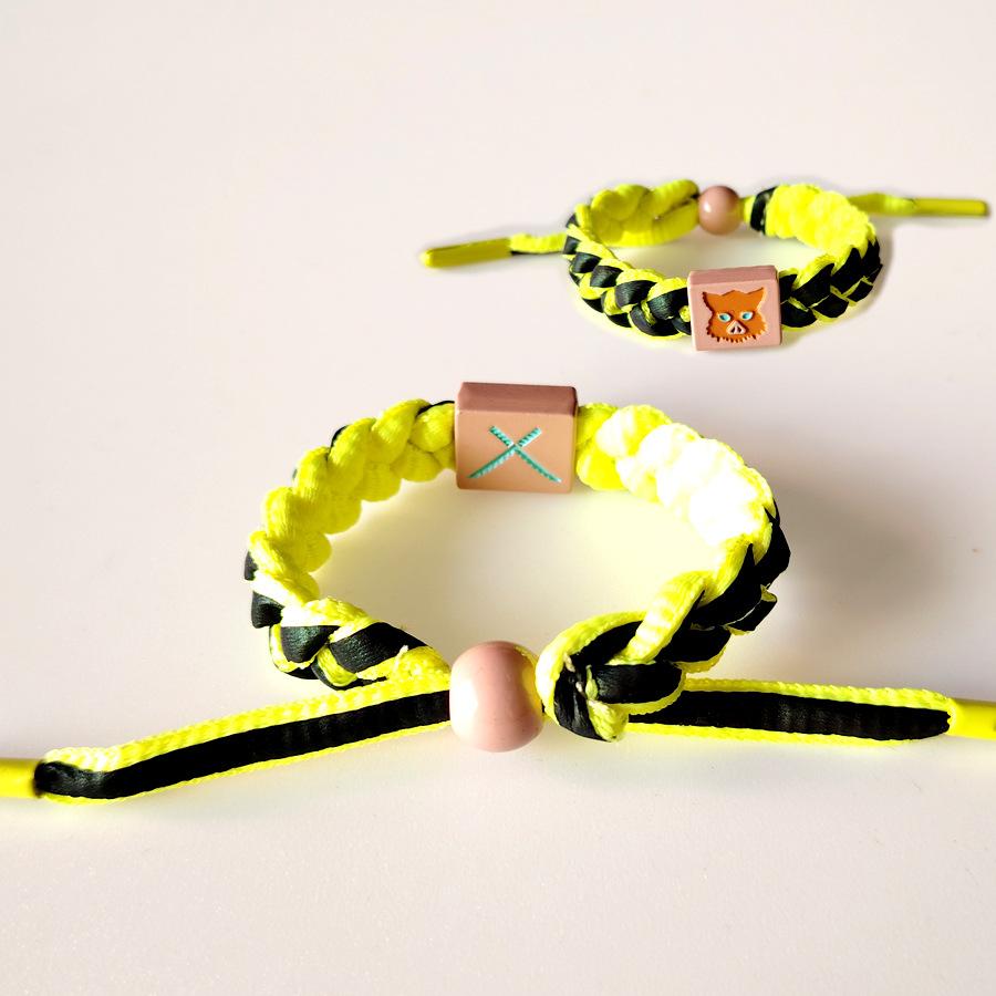 Anime Demon Slayer: Kimetsu no Yaiba, Tanjiro, Zenitsu, Tanjiro's woven bracelet, birthday gift for teenagers and couples, holiday gift, niche fashion, unique style