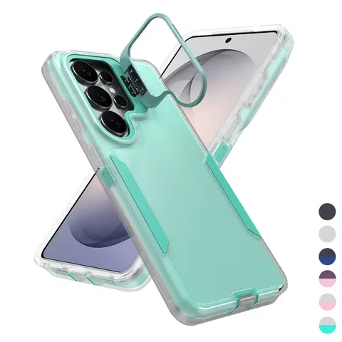 Shockproof Heavy Duty Case for Samsung Galaxy S26/S25/S24/S23/S22 Ultra FE Phone Case with Camera Stand Holder Kickstand, Dual-Layer Shockproof Protective, Non Slip Matte Textured Protective Case Accessory Friendly Phone Case