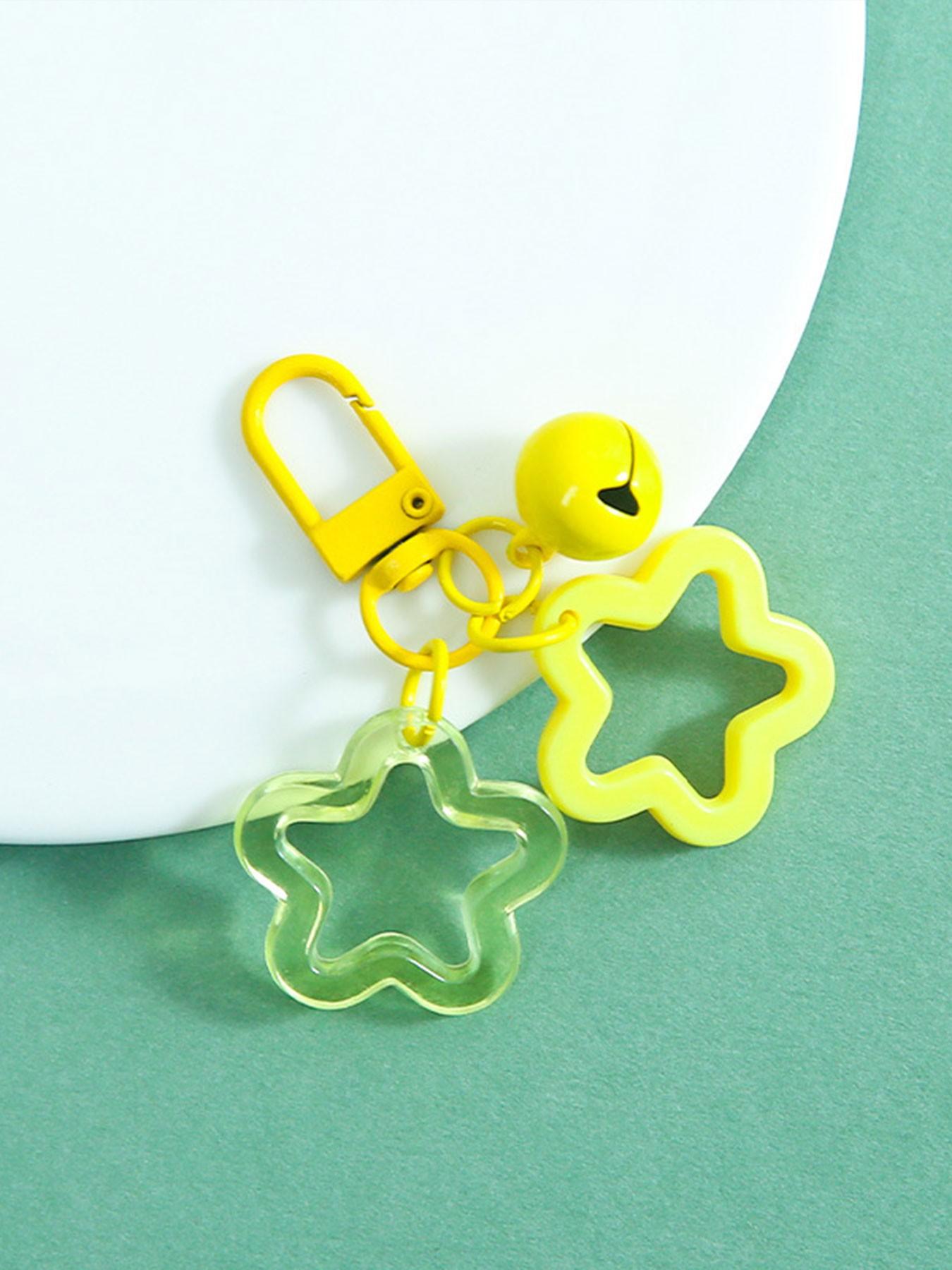 Colorful Hollow Five-Point Star Bell Keychain, 3D Design, Sound Effect, Perfect for Backpacks/luggage, Great for Photoshoots