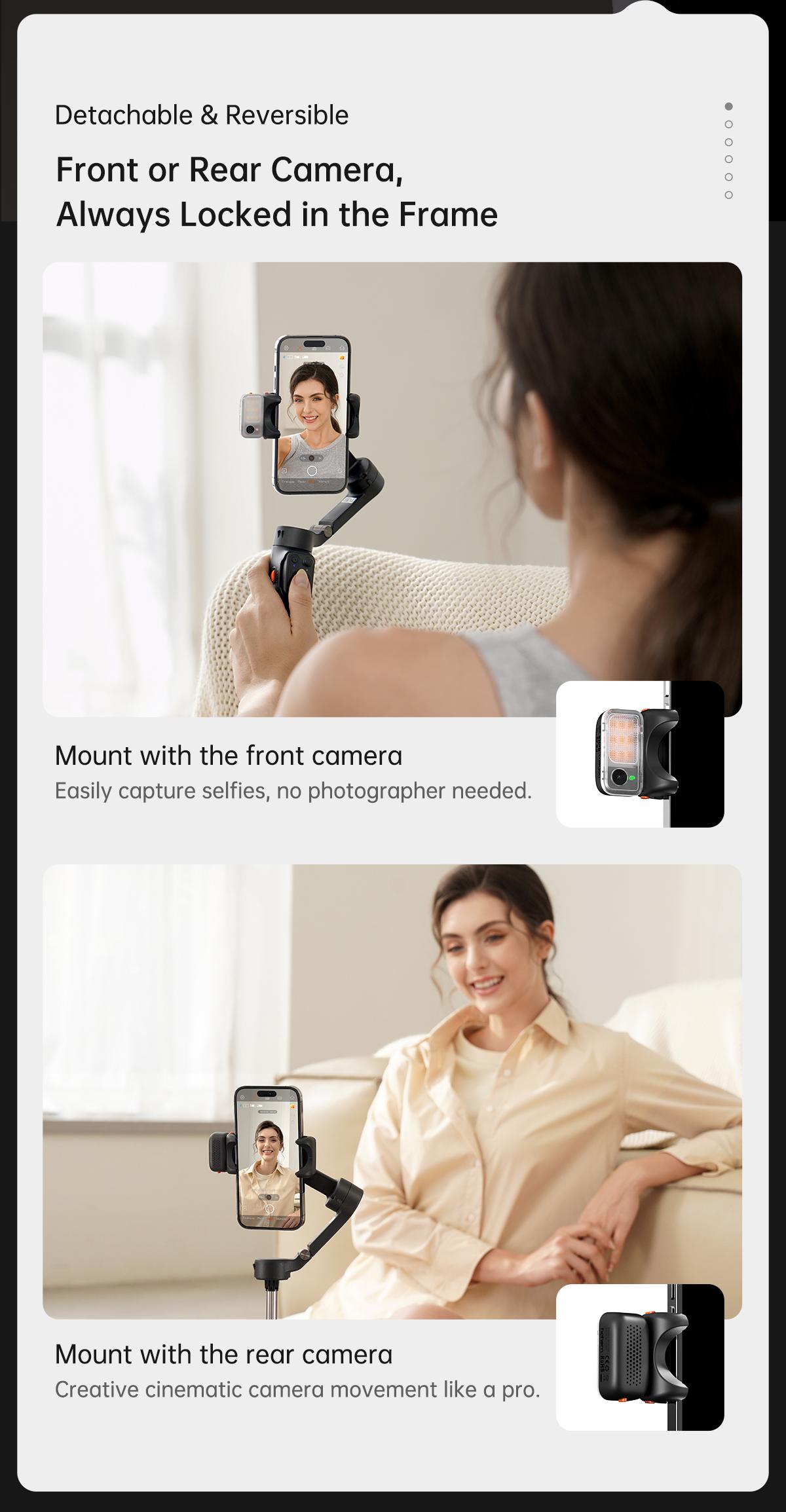 Hohem iSteady V3 New Gimbal Stabilizer for SmartiPhone, 3-Axis Phone Gimbal, Magnetic AI Tracker, Built-in Extendable Rod & Tripod, Detachable Remote Control,selfiestick,Phone Accessories,Suitable for Android & iPhone 17 series, Travel, Vlog, TikTok