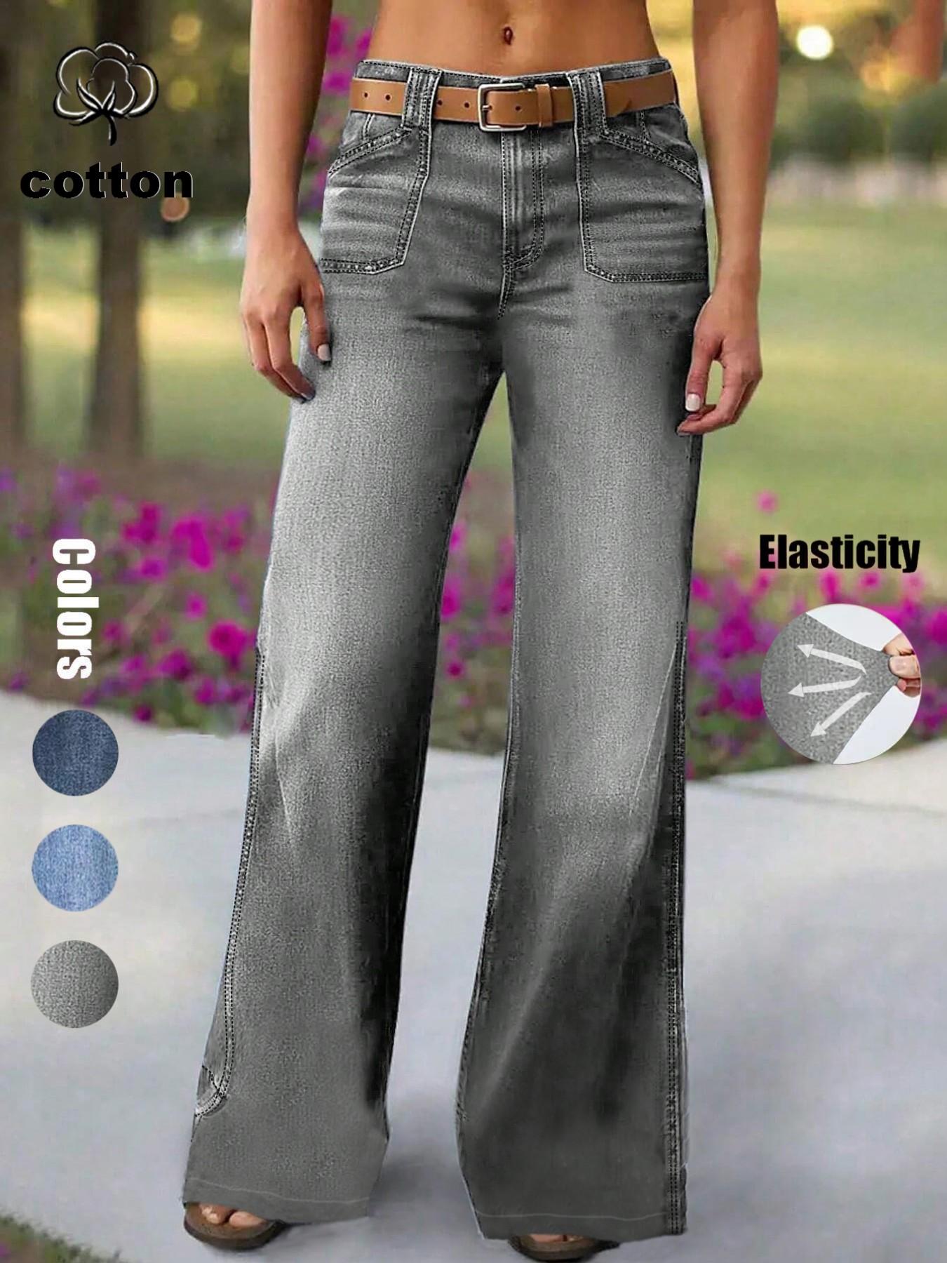 Women's Loose Straight Leg Denim Jeans, Comfortable Casual Style, Perfect for Daily Wear and Outdoor Activities, T-chic