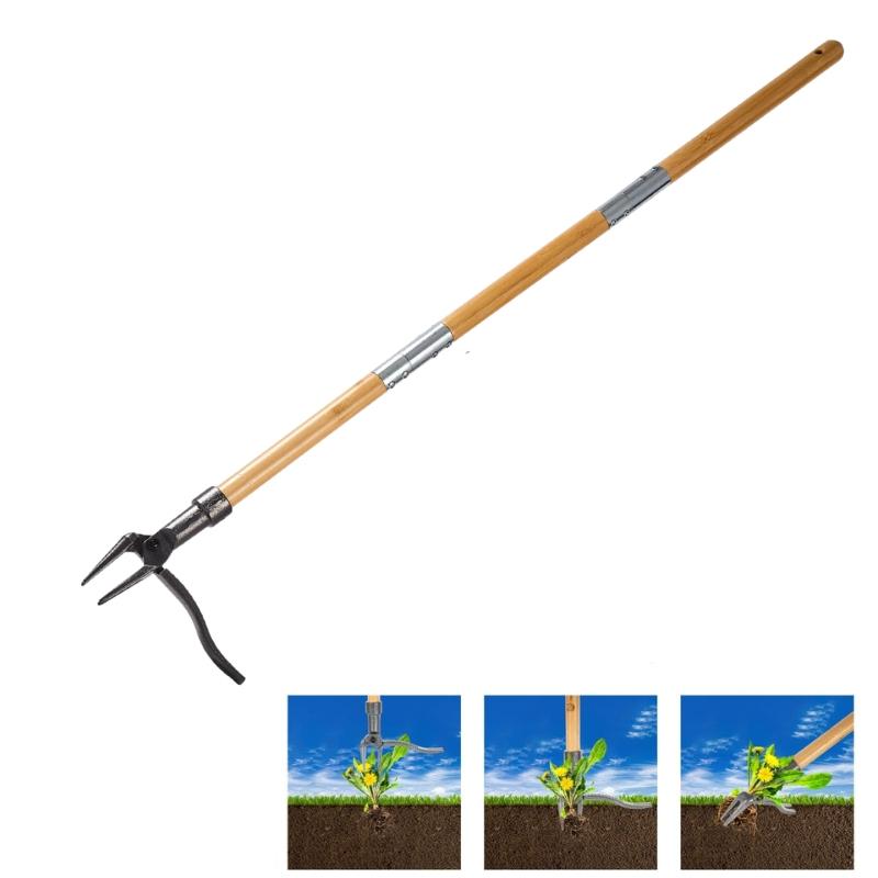 LIVOPRO New Stand-Up Weeding Tool with 4-Claw Steel Head & Long Handle, Manual Weed Puller Removes Weeds & Roots, No Bending or Kneeling Required for Garden, Lawn & Outdoor Use