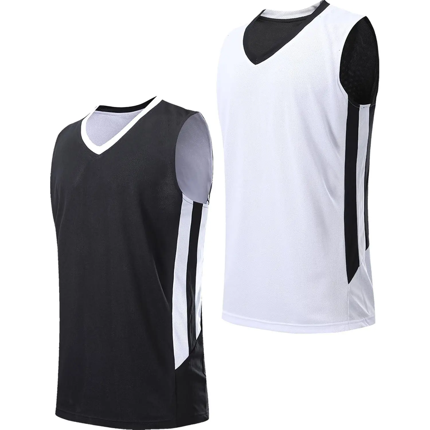 Youth Boys Reversible Custom Basketball Jerseys - Mesh Athletic Sleeveless Shirts, Blank Team Scrimmage Pinnies, Lightweight Quick-Dry Regular-Fit Family Clothing School Uniforms Set, Sleeveless Shirt