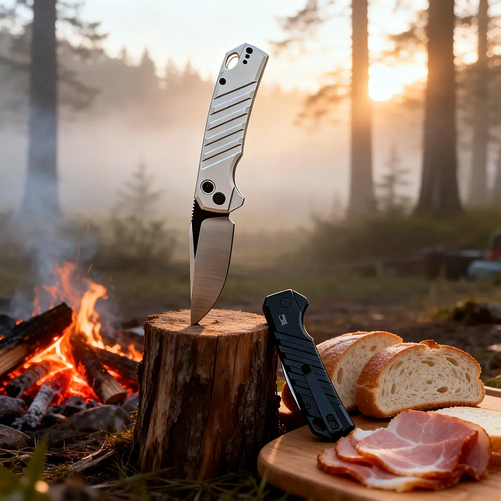 Pro-Grade KS 7305 Launch 23 Retractable Compact Knife - 3.25in Drop Point Steel Blade, Stainless Handle, Everyday Workhorse for Tradesmen, Utility Cutting Tasks