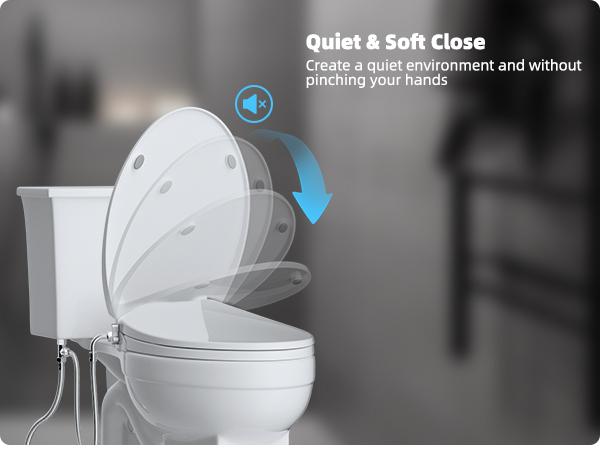 Hibbent Bidet Toilet Seat,Bidet Toilet Attachment,Elongated Toilet Seat with Separated Self Clean Knob,Bidet Parts,Non-Electric Dual Nozzles,Bidet Sprayer,ON/OFF Metal T Adapter Included toilet seat Toiletbidet Bathroom