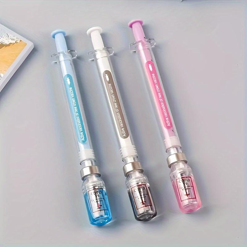 3pcs, syringe-shaped gender-neutral pen, novel decompression signature ball pen, medical vaccine-themed writing tool suitable for nurses, doctors, and students