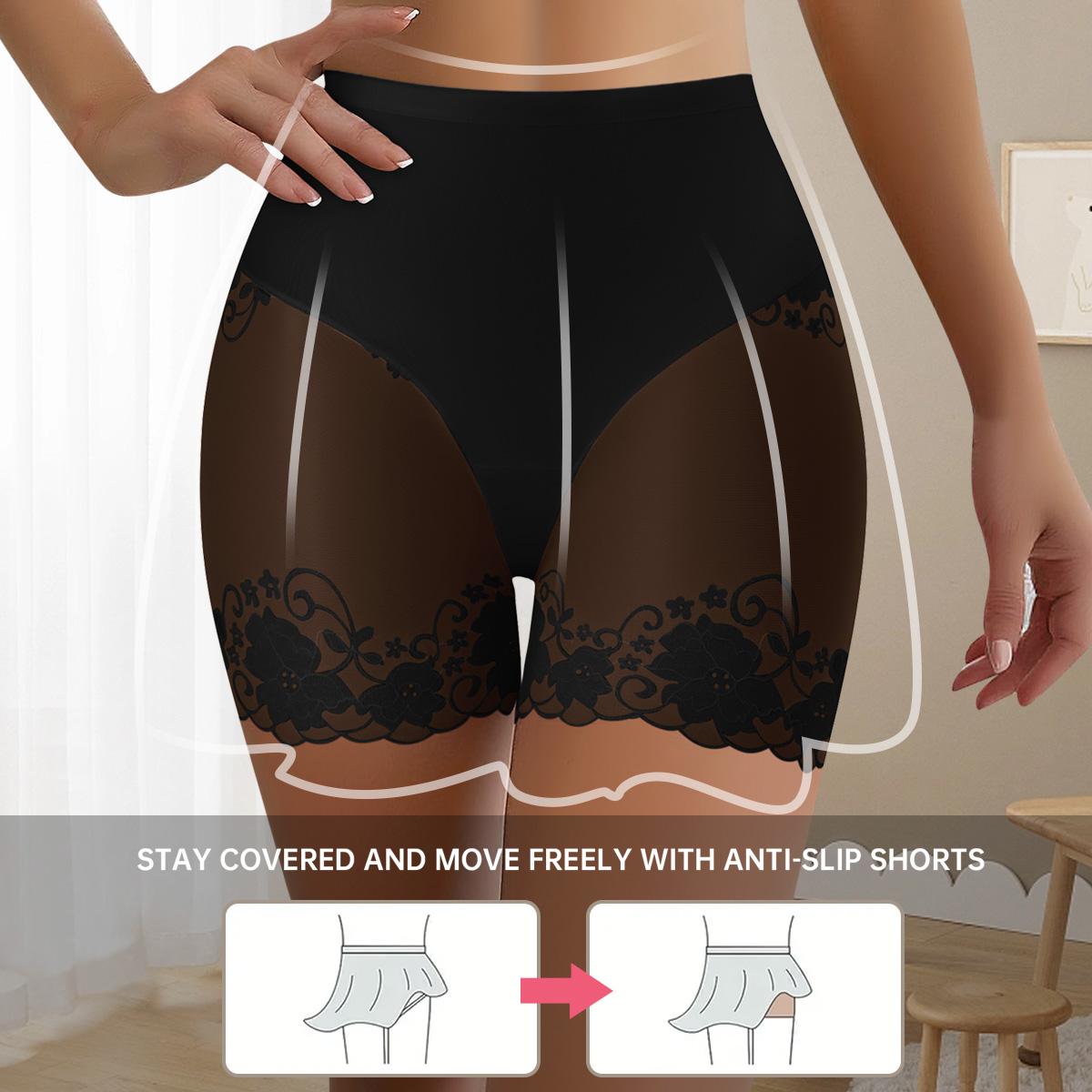  4PCS Women's Mesh Lace Boyshort Underwear, Full Coverage Seamless Lingerie Comfort Stretch Boxer Briefs, Soft Breathable Lightweight Skin-Friendly Dress Fit Womenswear Briefs, Daily Wear, S-4XL, Plus Size