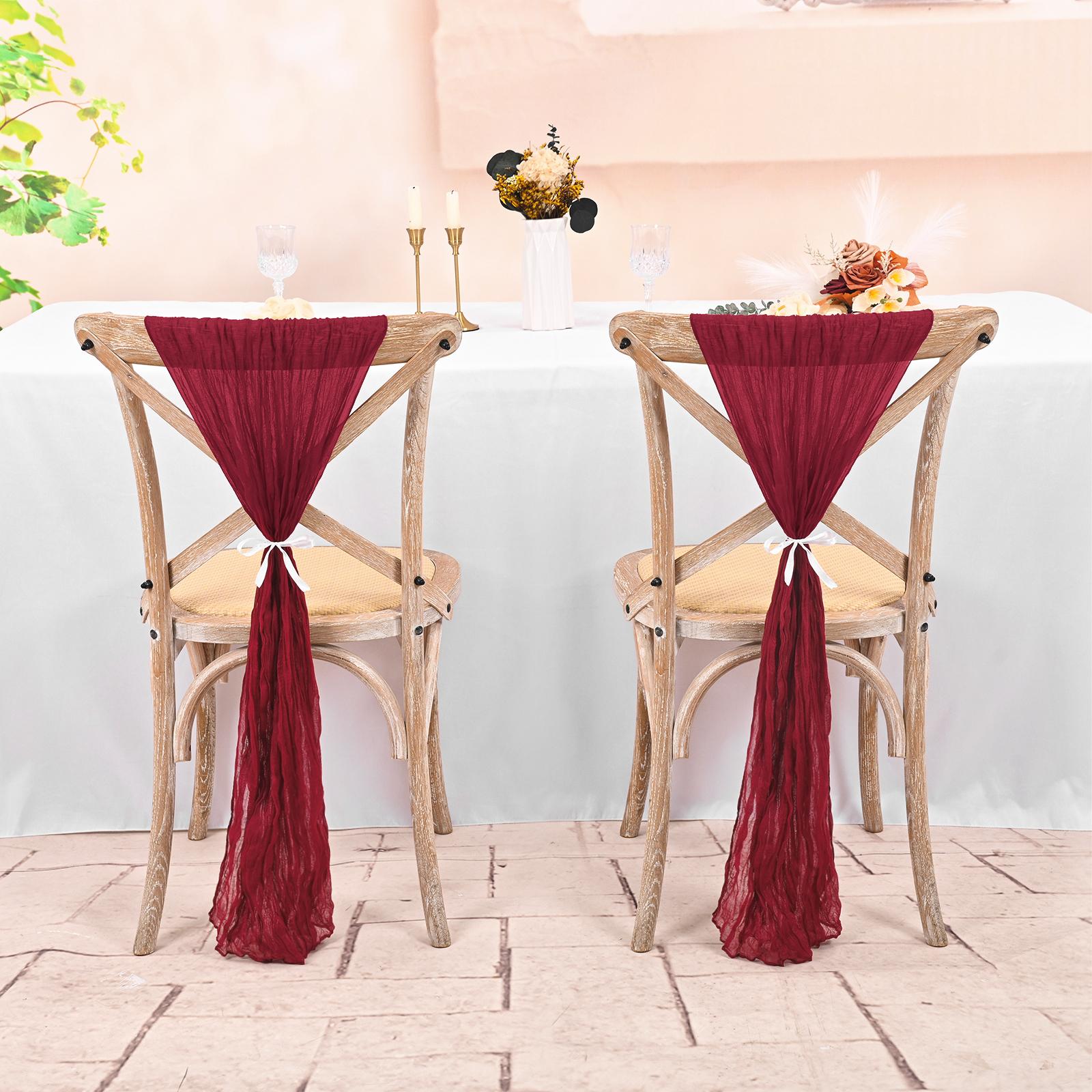 50/60PC 16x70inch Chair Sashes Cheesecloth Sashes Rustic Chair Decorative Bows Designed ChairCover for Wedding Banquet Party Aisle Home Kitchen Decoration