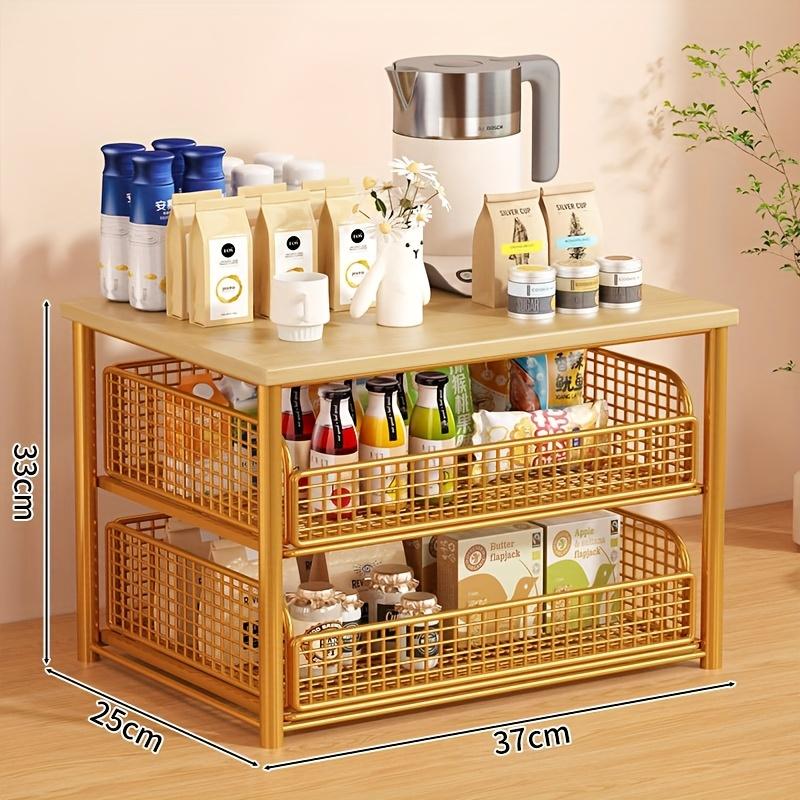 1pcs Multi Layer Storage Shelf Kitchen Condiments Bathroom Toiletries Coffee Machine Under Counter Organizer Tiered Rack for Tea Bread Snacks Cups Beverage Storage Rack