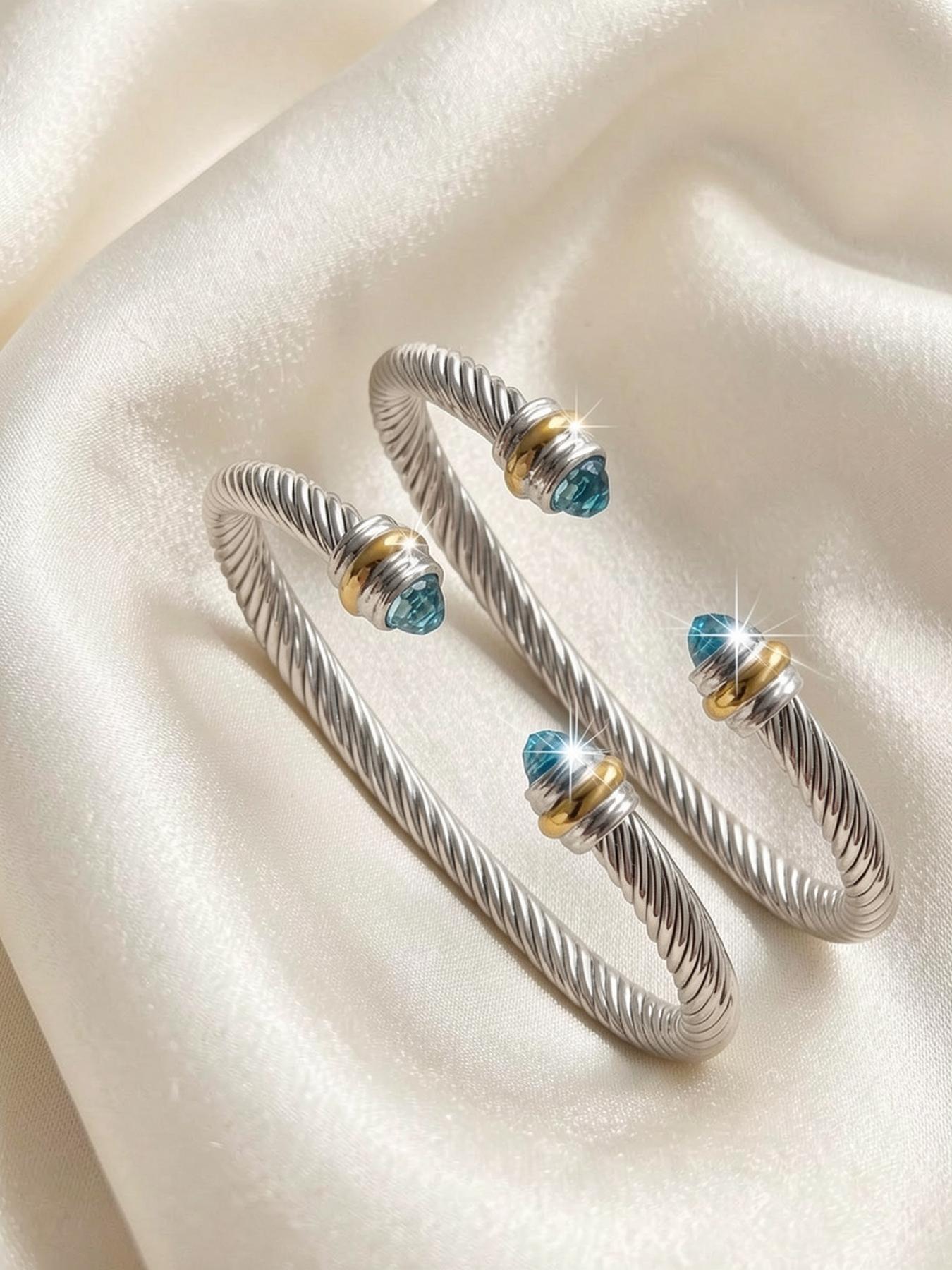 Adjustable Diamond-encrusted Wire Rope Bracelet, a Versatile Punk, Fashionable, Simple, and Luxury Jewelry #Jewelry/Stainless Steel/Fade-resistant/Hypoallergenic/Couples/Holidays/Parties/Ideal Gift