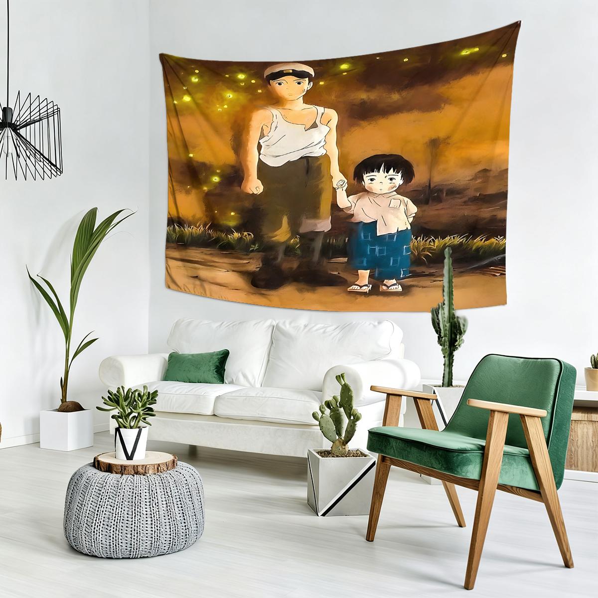 Grave of the Fireflies connection  Tapestry, Exquisite Patterns, Soft Fabrics, Perfect for Sofa or Bed Decoration, Comfortable Home Decoration, Bohemian Home Decoration
