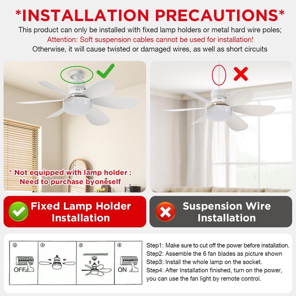 Plug-in Ceiling Fan Light with Remote Control, Pure Copper DC Motor, Variable-Speed Energy-Saving Quiet Operation with Adjustable Lighting and Timer Function, Home Decor Lighting, Atmosphere Lighting