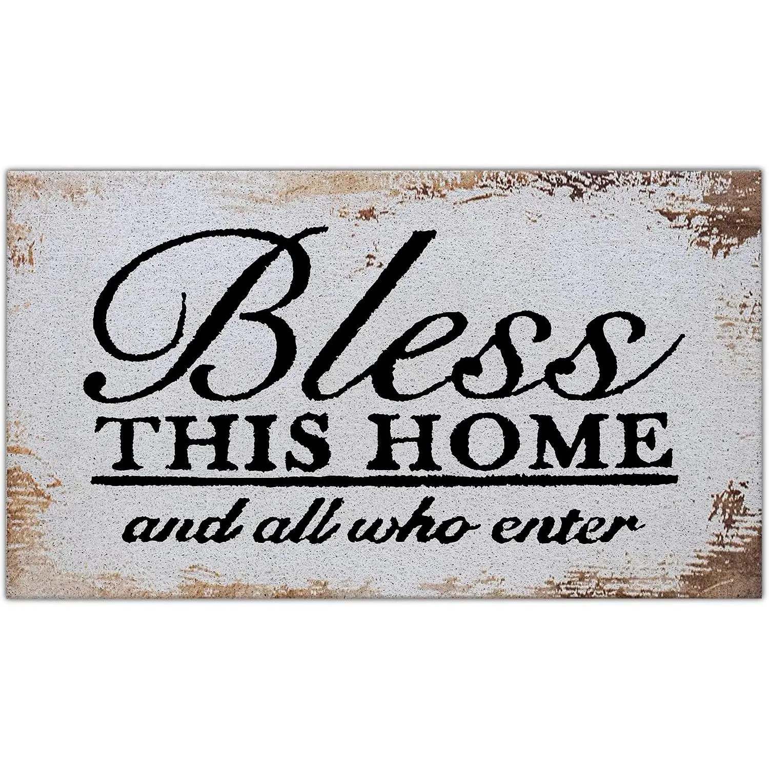 1-Piece Religious Doormat - 30x17 in Waterproof Non-slip Front Porch Mat, Modern Outdoor Indoor Front Door Decor, Bless This Home and Those Who Enter Housewarming Gift 498, One-Piece