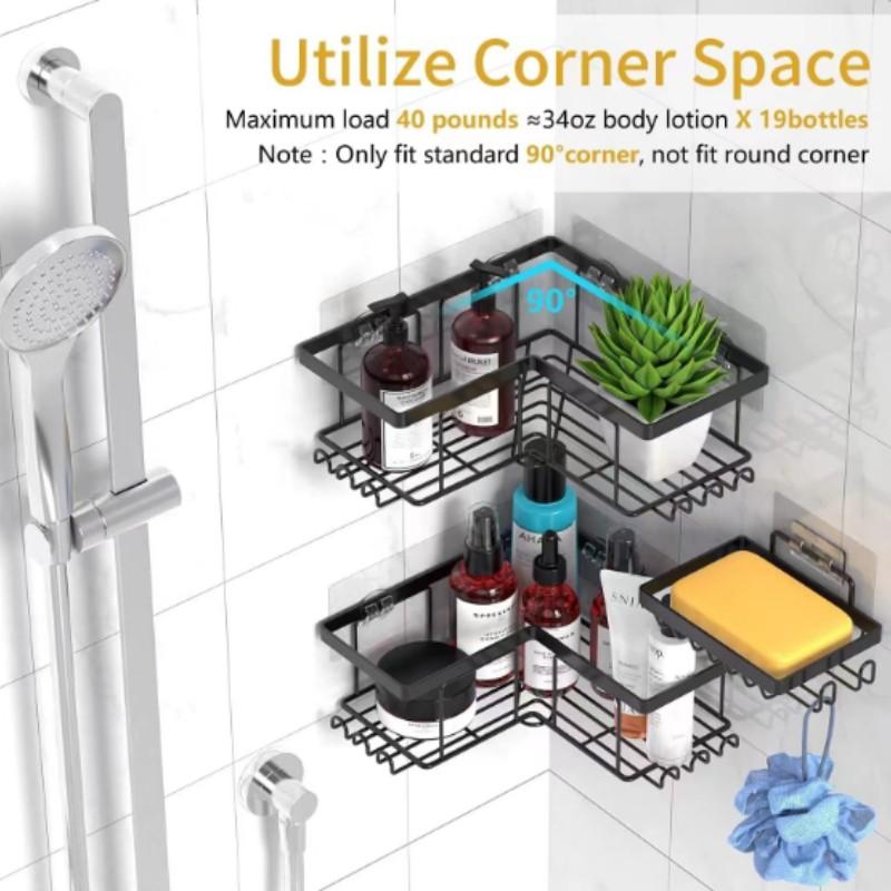 New Bathroom Wall-Mounted Storage Rack, Corner Shelf for Bathroom, Simple Multi-Layer Design, Suitable for Bathrooms and Shower Areas
