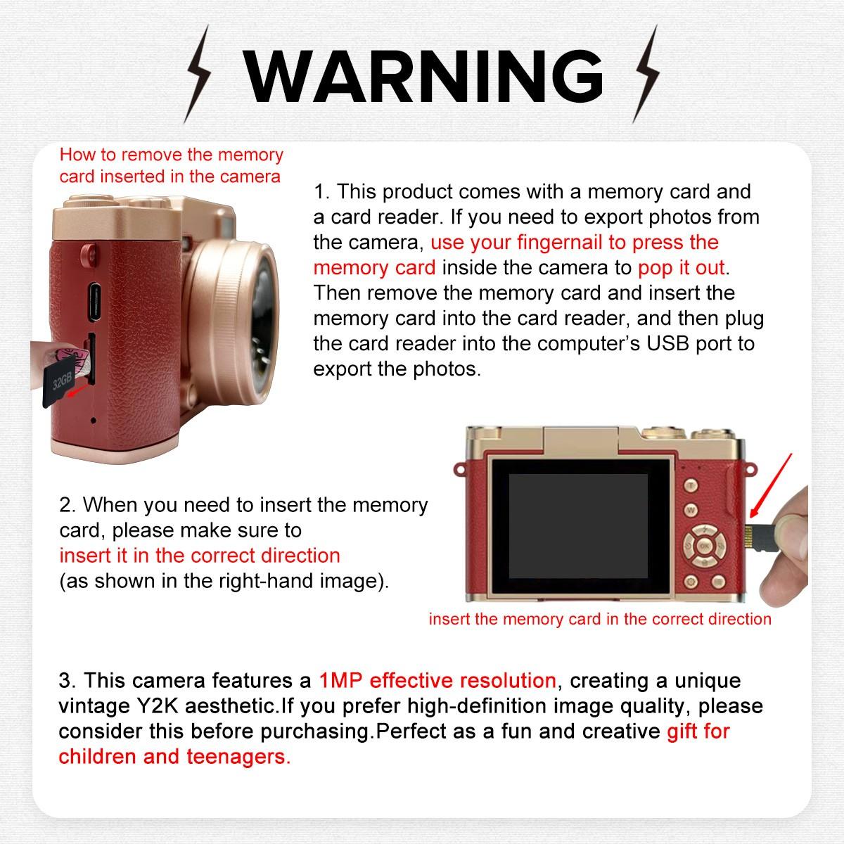 Flip Screen Retro Camera for Teens, Point and Shoot Digital Cameras, Pocket Digital Camera with Filters, Y2K Vintage Camera, Entry-Level Digital Camera with Memory Card, Gift for Christmas, New Year, Portable Travel Camera
