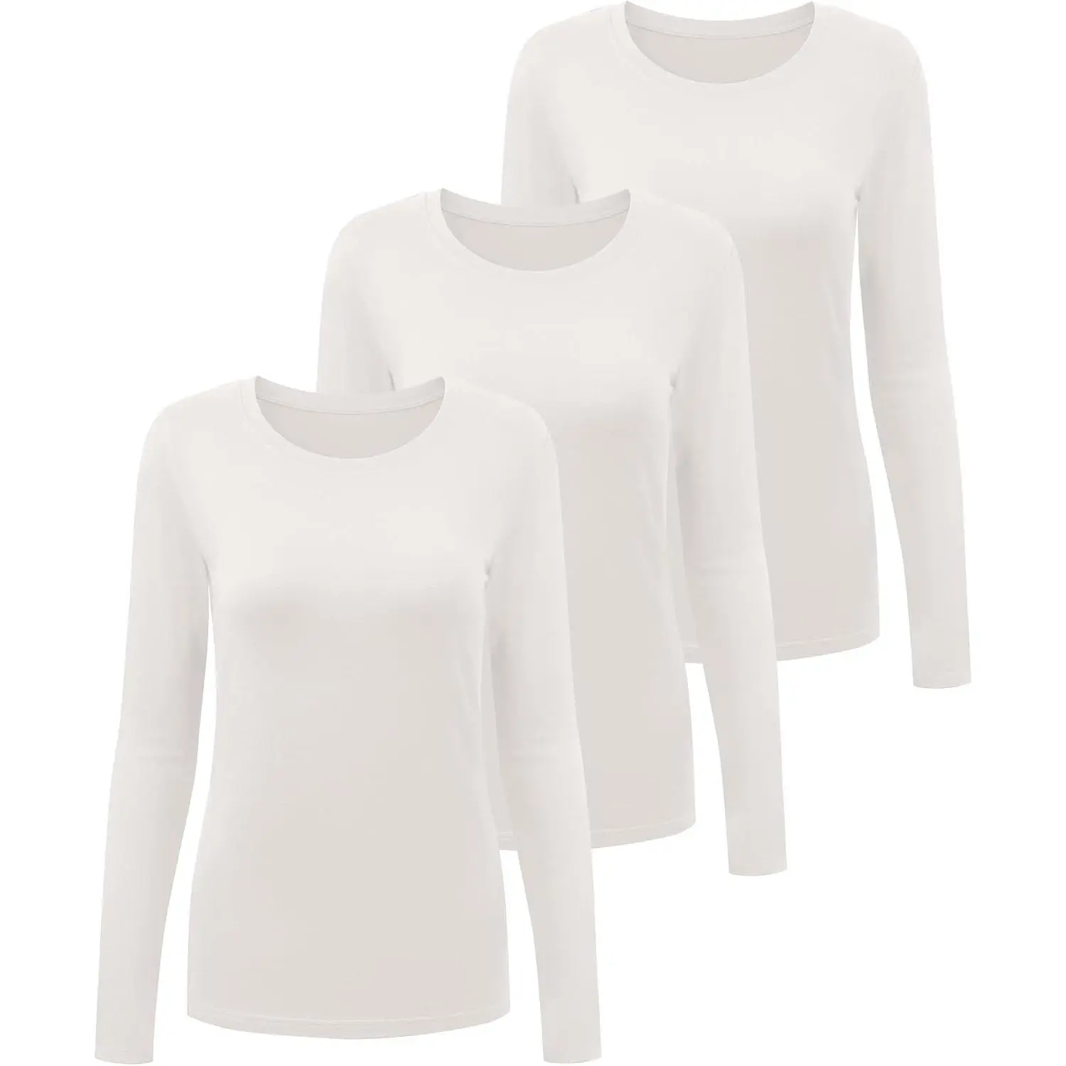 3 Pack Underscrub Long Sleeve Women Crew Neck Comfort Tee, Scrub Undershirt | Ultra Soft Fabric, Base Tee for Scrubs, Under-Uniform Layer Essential, For Nurses, Clinics, Long Shifts, Medical Workday Wear