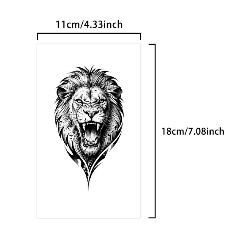 Waterproof temporary tattoo sticker magic tattoo lasting 7-15 days lion head pattern herbal juice semi permanent tattoo simulation tattoo arm tattoo