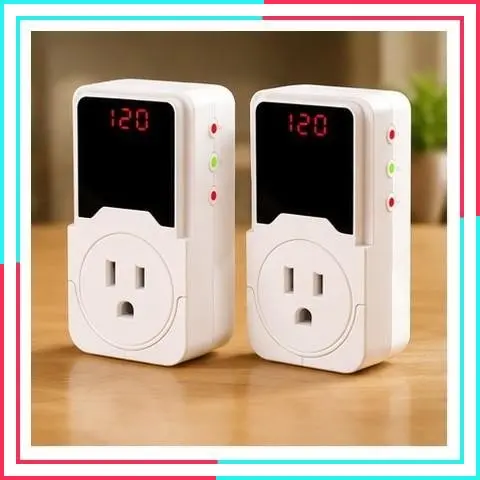 Surge Protector Outlet with Voltage Regulator for Refrigerator TV PC and Home Appliances Adjustable High Low Voltage Protection 120V 15A 1800W 2 Pack