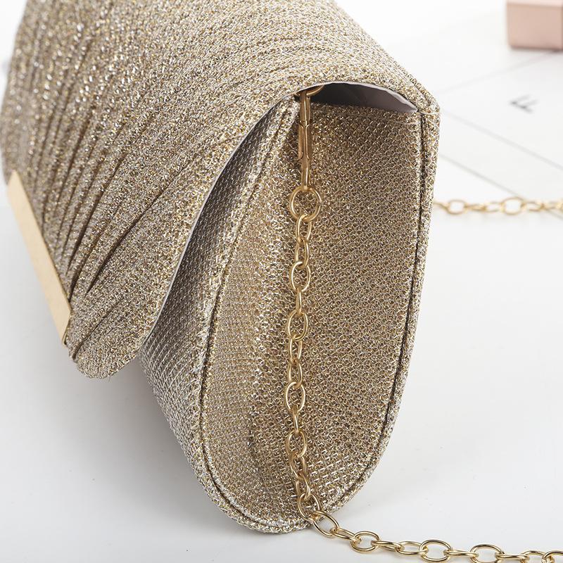 FringeFlutterSparkly Sequin Evening Bag | Pleated Chain Clutch for Prom, Wedding & Date Night