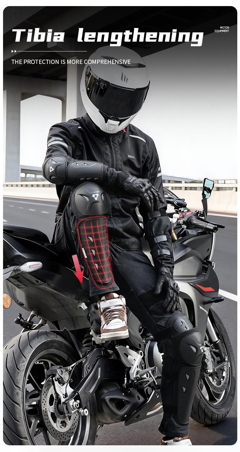 Vemar 4-Piece/Set Motorcycle Knee and Elbow Pads Set, Long Protective Gear for Cycling, Unisex Elbow Guards Knee Protector for Safety Motorbike Riding