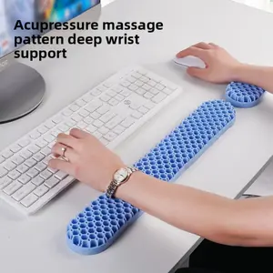 [2-Piece Combo Set] Ergonomic Mouse Pad & Keyboard Wrist Rest, Honeycomb Gel Cushion Support Relieve Wrist Pain for Home Office Desktop Laptop