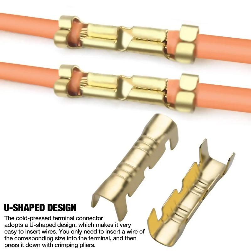 400PCS boxed U-shaped copper ring terminal crimping wire, non insulated end shovel connector kit, wire connector for quick wiring cable connection, parallel cold terminal+1PCS pliers