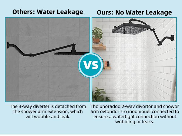 Hibbent Rain Shower Head, 13'' High Pressure Rainfall 5 Spray Mode Showerhead with 16" Shower Head Extension Arm, Solid Brass Adjustable Shower Arm Extender, Waterfall fixed Showerheads, Matte Black