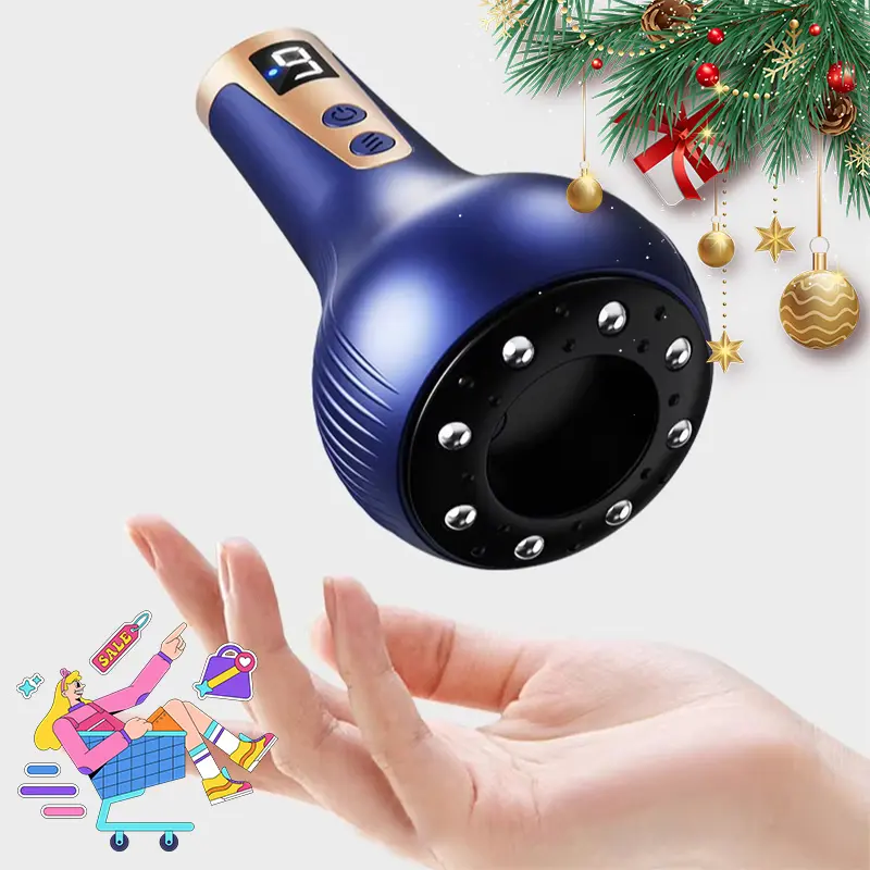 Handheld body massager, relaxation home massage set, electric cupping set, damp-removing gua sha tool, gua sha massage tool, all-over body meridian brush, meridian brush massager with heating function, USB Rechargeable Massagers