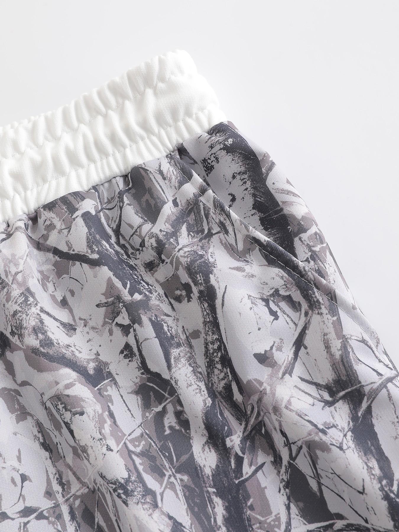 Women's Summer Retro Street Style Camo All-Over Print Wide Leg Pants, Casual Lounge Pant Loose-Fit Long Trousers for All Seasons Camouflage