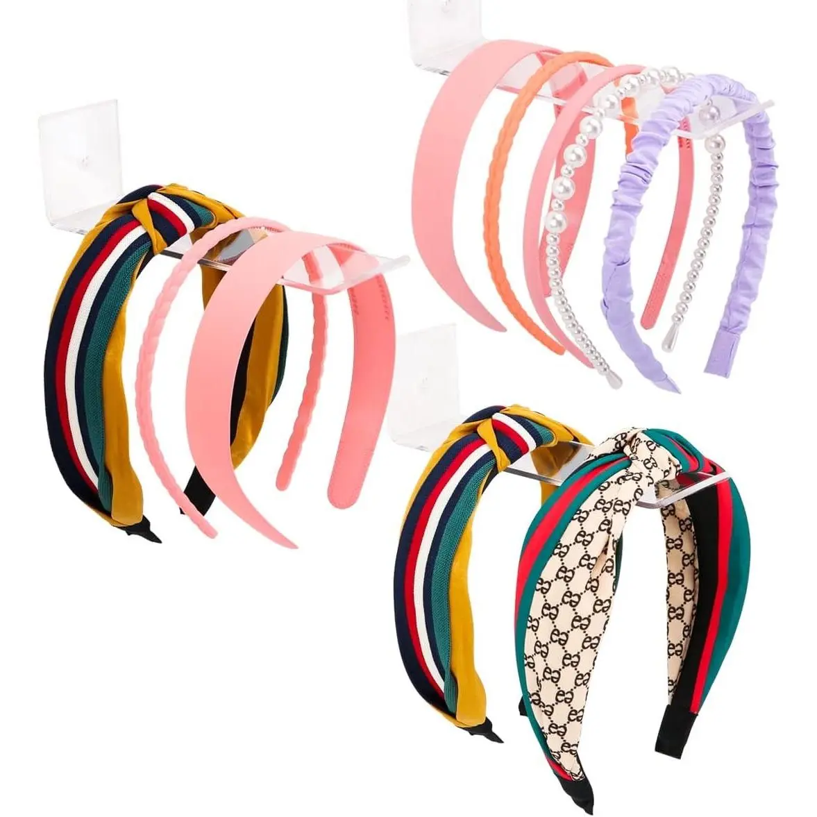 3 Pack Clear Acrylic Headband Organizers And Storage for Hairbow Organization for Girls Women | Acrylic Headband Storage,Headbands Display Stand,Headband Holder Organizer Scrunchie Holder For Bow Organizer For Women